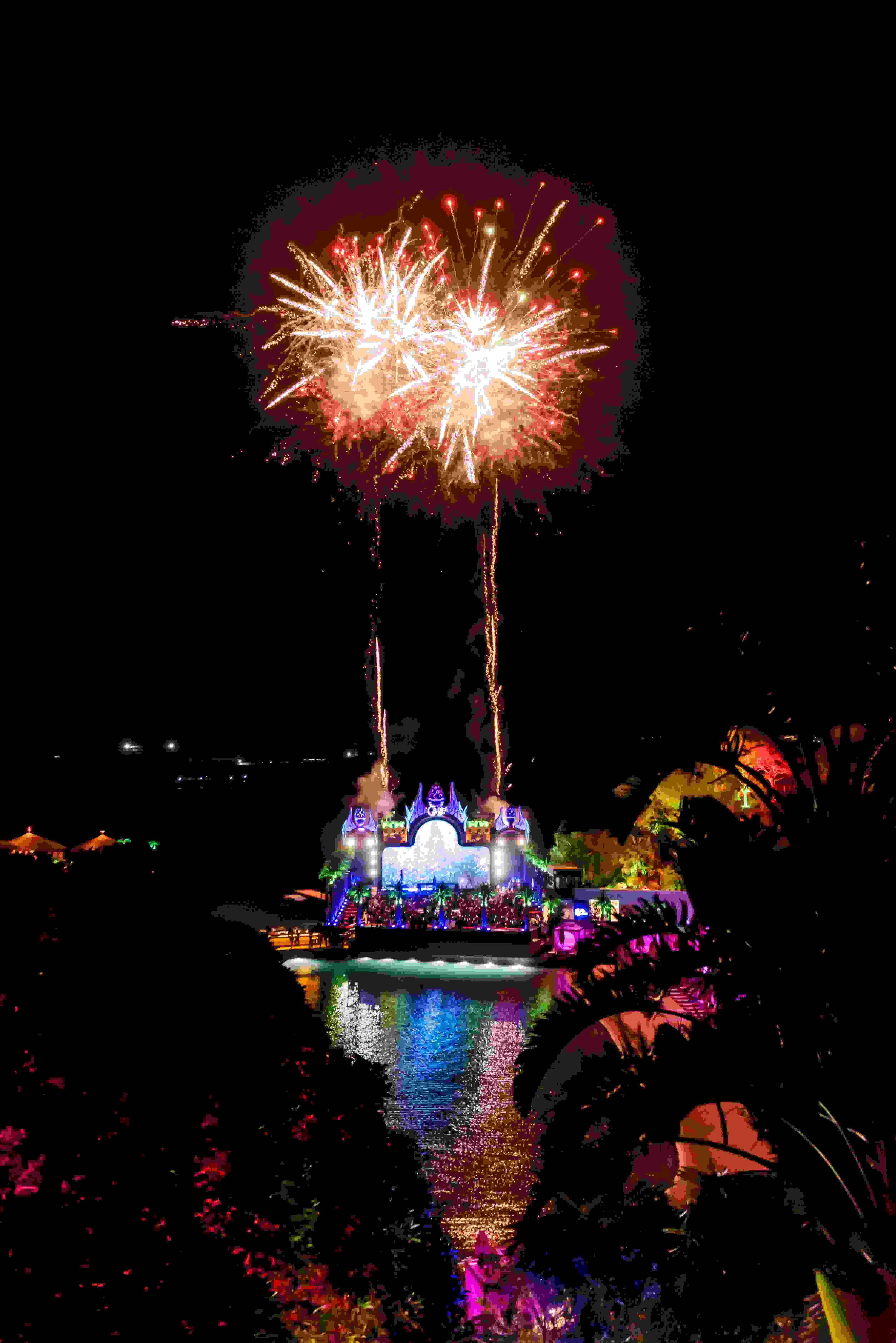 Water reflection fireworks